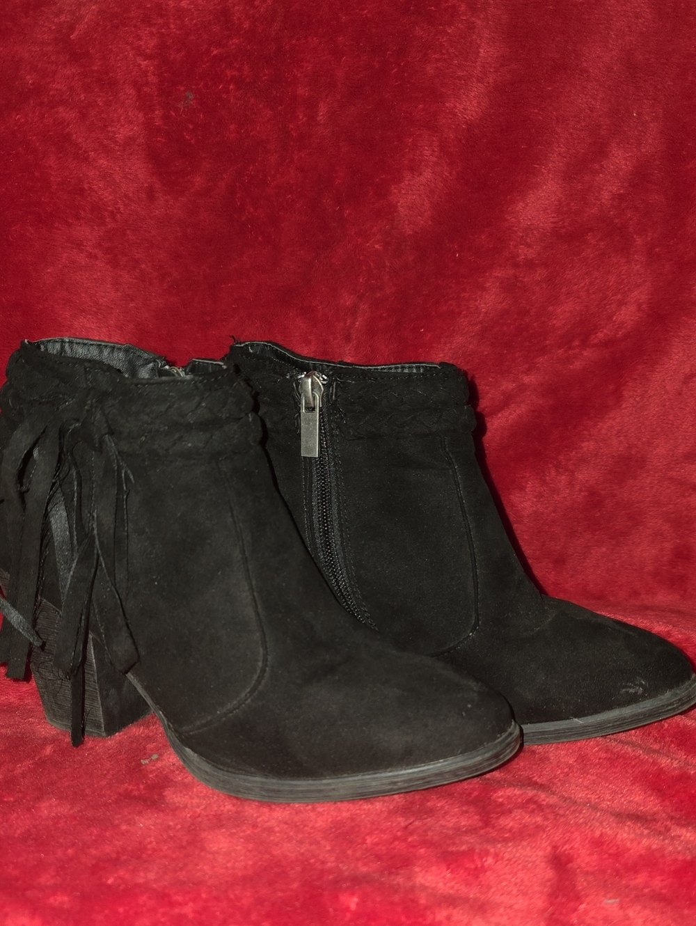 Rue21 Black Suede Fringe Ankle Booties